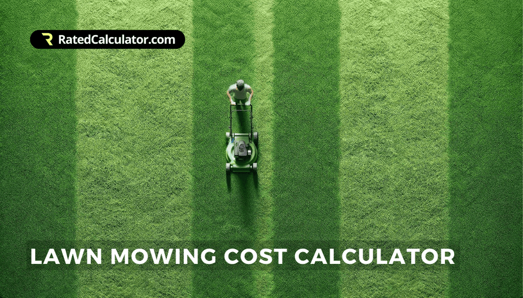overhead photo of a man mowing a luscious green lawn